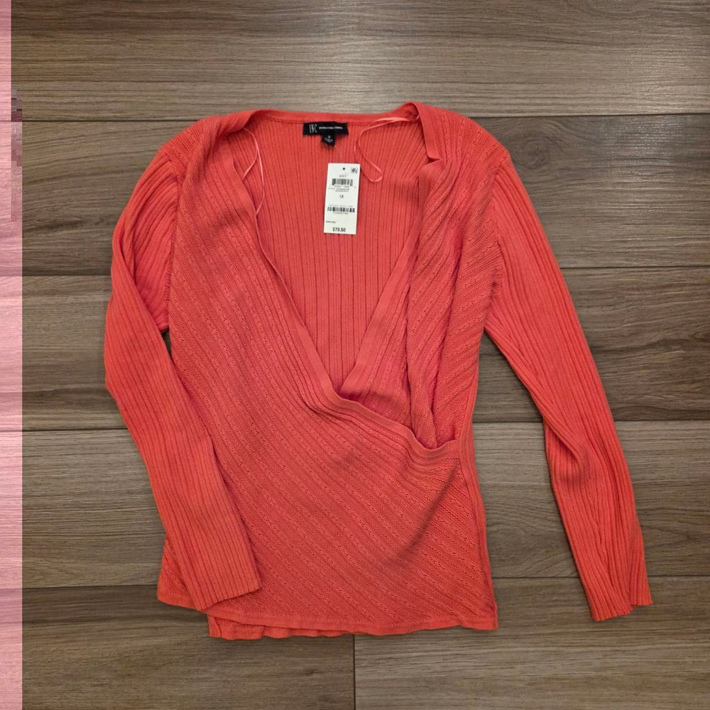 INC Women Surplice Neck Ribbed Sweater size 1X